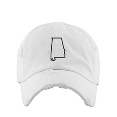 Alabama Map Outline Dad Vintage Baseball Cap Embroidered Cotton Adjustable Distressed Dad Hat