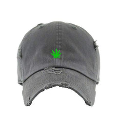 Marijuana Leaf Vintage Baseball Cap Embroidered Cotton Adjustable Distressed Dad Hat