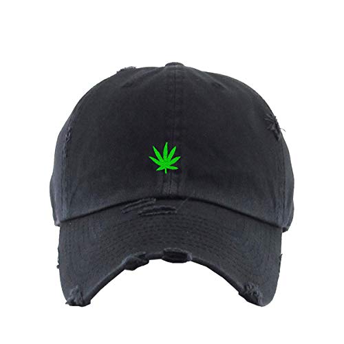Marijuana Leaf Vintage Baseball Cap Embroidered Cotton Adjustable Distressed Dad Hat