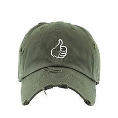 Thumbs Up Vintage Baseball Cap Embroidered Cotton Adjustable Distressed Dad Hat