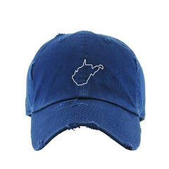 West Virginia Map Outline Dad Vintage Baseball Cap Embroidered Cotton Adjustable Distressed Dad Hat