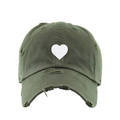 Heart Vintage Baseball Cap Embroidered Cotton Adjustable Distressed Dad Hat