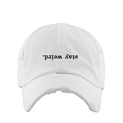 Stay Weird Vintage Baseball Cap Embroidered Cotton Adjustable Distressed Dad Hat