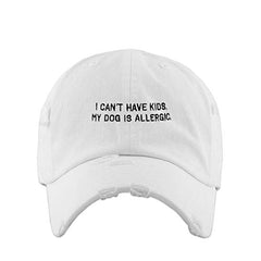 Dog is Allergic No Kids Vintage Baseball Cap Embroidered Cotton Adjustable Distressed Dad Hat