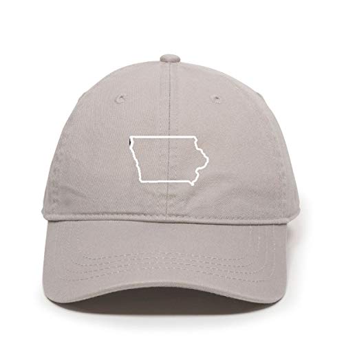 Iowa Map Outline Dad Baseball Cap Embroidered Cotton Adjustable Dad Hat