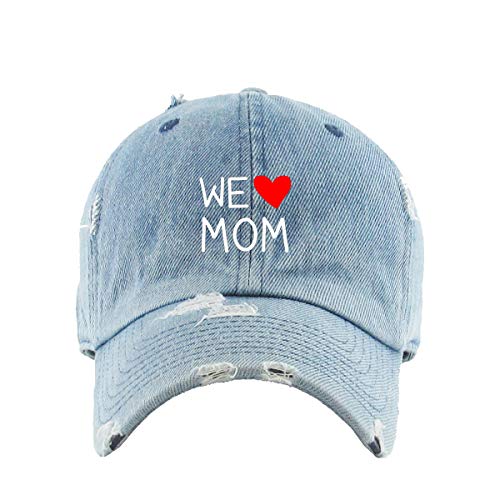 We Love Mom Vintage Baseball Cap Embroidered Cotton Adjustable Distressed Dad Hat