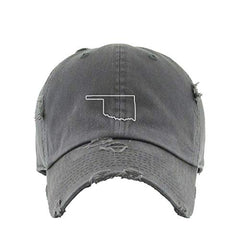Oklahoma Map Outline Dad Vintage Baseball Cap Embroidered Cotton Adjustable Distressed Dad Hat