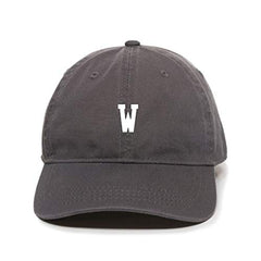 W Initial Letter Baseball Cap Embroidered Cotton Adjustable Dad Hat