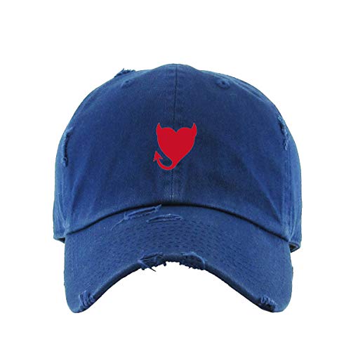 Devil Heart Vintage Baseball Cap Embroidered Cotton Adjustable Distressed Dad Hat