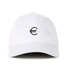 Euro Sign Dad Baseball Cap Embroidered Cotton Adjustable Dad Hat