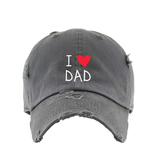 I Heart Dad Vintage Baseball Cap Embroidered Cotton Adjustable Distressed Dad Hat