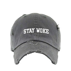 Stay Woke Vintage Baseball Cap Embroidered Cotton Adjustable Distressed Dad Hat