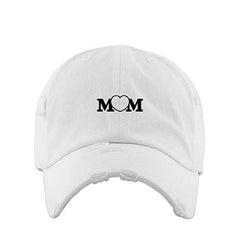 Mom Heart Vintage Baseball Cap Embroidered Cotton Adjustable Distressed Dad Hat