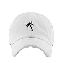 Palm Tree Slanted Vintage Baseball Cap Embroidered Cotton Adjustable Distressed Dad Hat