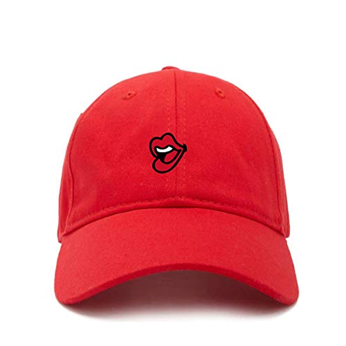 Lips Baseball Cap Embroidered Cotton Adjustable Dad Hat
