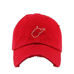 West Virginia Map Outline Dad Vintage Baseball Cap Embroidered Cotton Adjustable Distressed Dad Hat
