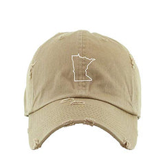 Minnesota Map Outline Dad Vintage Baseball Cap Embroidered Cotton Adjustable Distressed Dad Hat