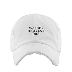 World's Okayest Dad Vintage Baseball Cap Embroidered Cotton Adjustable Distressed Dad Hat
