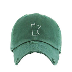 Minnesota Map Outline Dad Vintage Baseball Cap Embroidered Cotton Adjustable Distressed Dad Hat