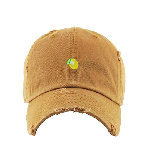 Lemon Vintage Baseball Cap Embroidered Cotton Adjustable Distressed Dad Hat