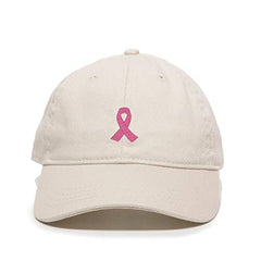 Pink Ribbon Baseball Cap Embroidered Cotton Adjustable Dad Hat