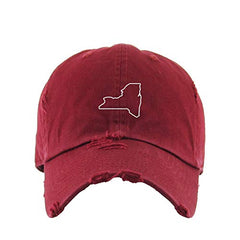 New York Map Outline Dad Vintage Baseball Cap Embroidered Cotton Adjustable Distressed Dad Hat