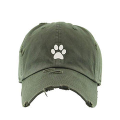 Paw Vintage Baseball Cap Embroidered Cotton Adjustable Distressed Dad Hat
