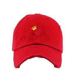 Heart Crown Vintage Baseball Cap Embroidered Cotton Adjustable Distressed Dad Hat