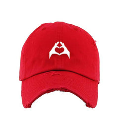 Heart Hand Vintage Baseball Cap Embroidered Cotton Adjustable Distressed Dad Hat