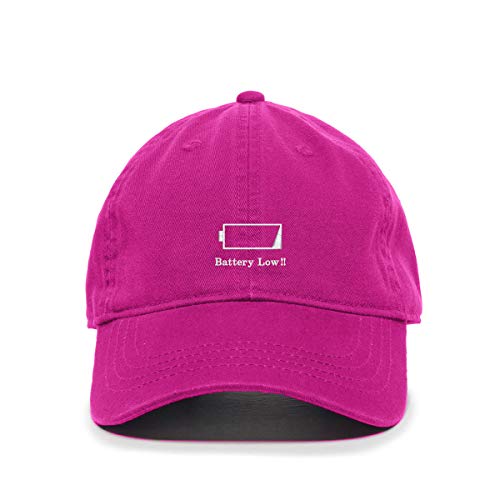 Battery Low Baseball Cap Embroidered Cotton Adjustable Dad Hat - Fuscha
