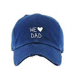 We Heart Dad Vintage Baseball Cap Embroidered Cotton Adjustable Distressed Dad Hat