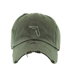 Florida Map Outline Dad Vintage Baseball Cap Embroidered Cotton Adjustable Distressed Dad Hat