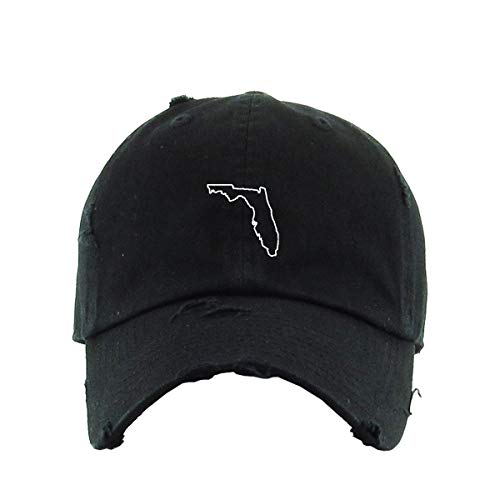 Florida Map Outline Dad Vintage Baseball Cap Embroidered Cotton Adjustable Distressed Dad Hat