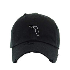 Florida Map Outline Dad Vintage Baseball Cap Embroidered Cotton Adjustable Distressed Dad Hat