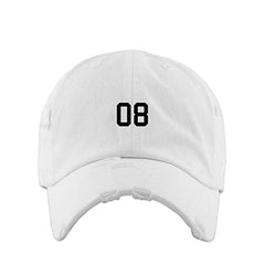 #08 Jersey Number Dad Vintage Baseball Cap Embroidered Cotton Adjustable Distressed Dad Hat