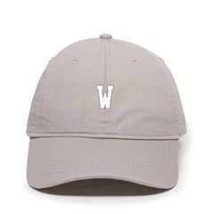W Initial Letter Baseball Cap Embroidered Cotton Adjustable Dad Hat