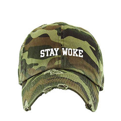 Stay Woke Vintage Baseball Cap Embroidered Cotton Adjustable Distressed Dad Hat