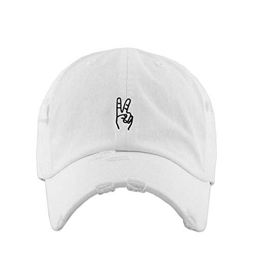 Peace Sign Vintage Baseball Cap Embroidered Cotton Adjustable Distressed Dad Hat