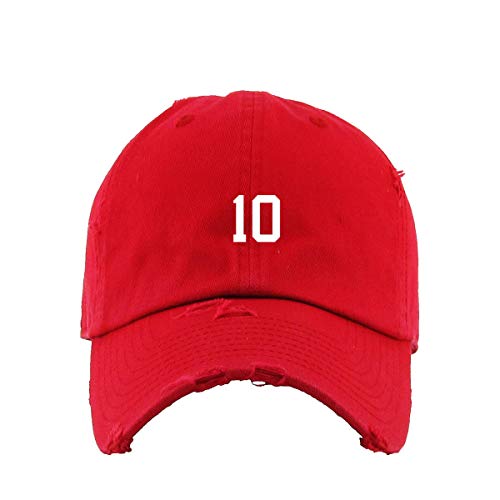 #10 Jersey Number Dad Vintage Baseball Cap Embroidered Cotton Adjustable Distressed Dad Hat