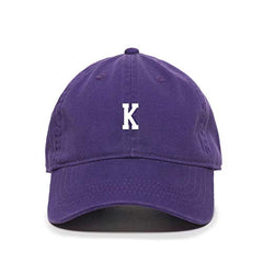 K Initial Letter Baseball Cap Embroidered Cotton Adjustable Dad Hat