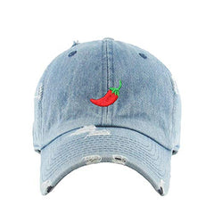 Red Chilli Vintage Baseball Cap Embroidered Cotton Adjustable Distressed Dad Hat