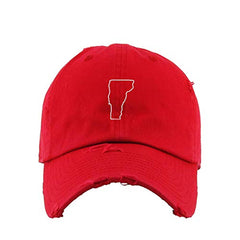Vermont Map Outline Dad Vintage Baseball Cap Embroidered Cotton Adjustable Distressed Dad Hat