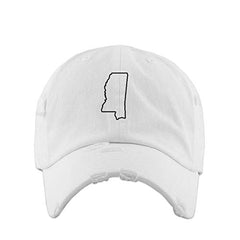 Mississippi Map Outline Dad Vintage Baseball Cap Embroidered Cotton Adjustable Distressed Dad Hat
