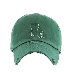 Louisiana Map Outline Dad Vintage Baseball Cap Embroidered Cotton Adjustable Distressed Dad Hat