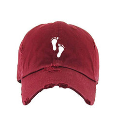 Footprints Vintage Baseball Cap Embroidered Cotton Adjustable Distressed Dad Hat