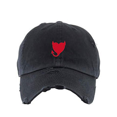 Devil Heart Vintage Baseball Cap Embroidered Cotton Adjustable Distressed Dad Hat