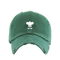 Mustache Chef Vintage Baseball Cap Embroidered Cotton Adjustable Distressed Dad Hat
