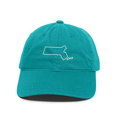 Massachusetts Map Outline Dad Baseball Cap Embroidered Cotton Adjustable Dad Hat
