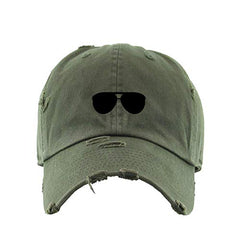 Aviator Glasses Vintage Baseball Cap Embroidered Cotton Adjustable Distressed Dad Hat