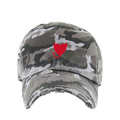 Devil Heart Vintage Baseball Cap Embroidered Cotton Adjustable Distressed Dad Hat